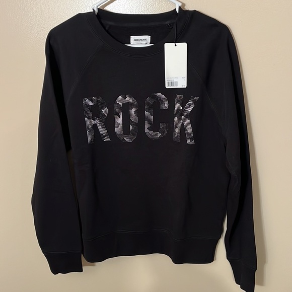 Zadig & Voltaire Camo Black Rock Strass Sweatshirt Sz S NWT - Picture 5 of 8